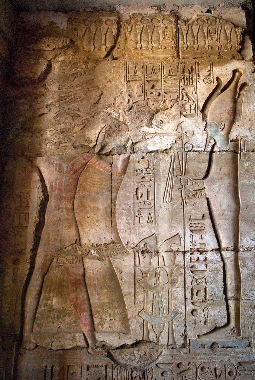 Gammel egyptisk kunst: Lavt relieff av portikken til tempelet til Seti I (Stay eller Seti I av Egyptian 19th Dynasty