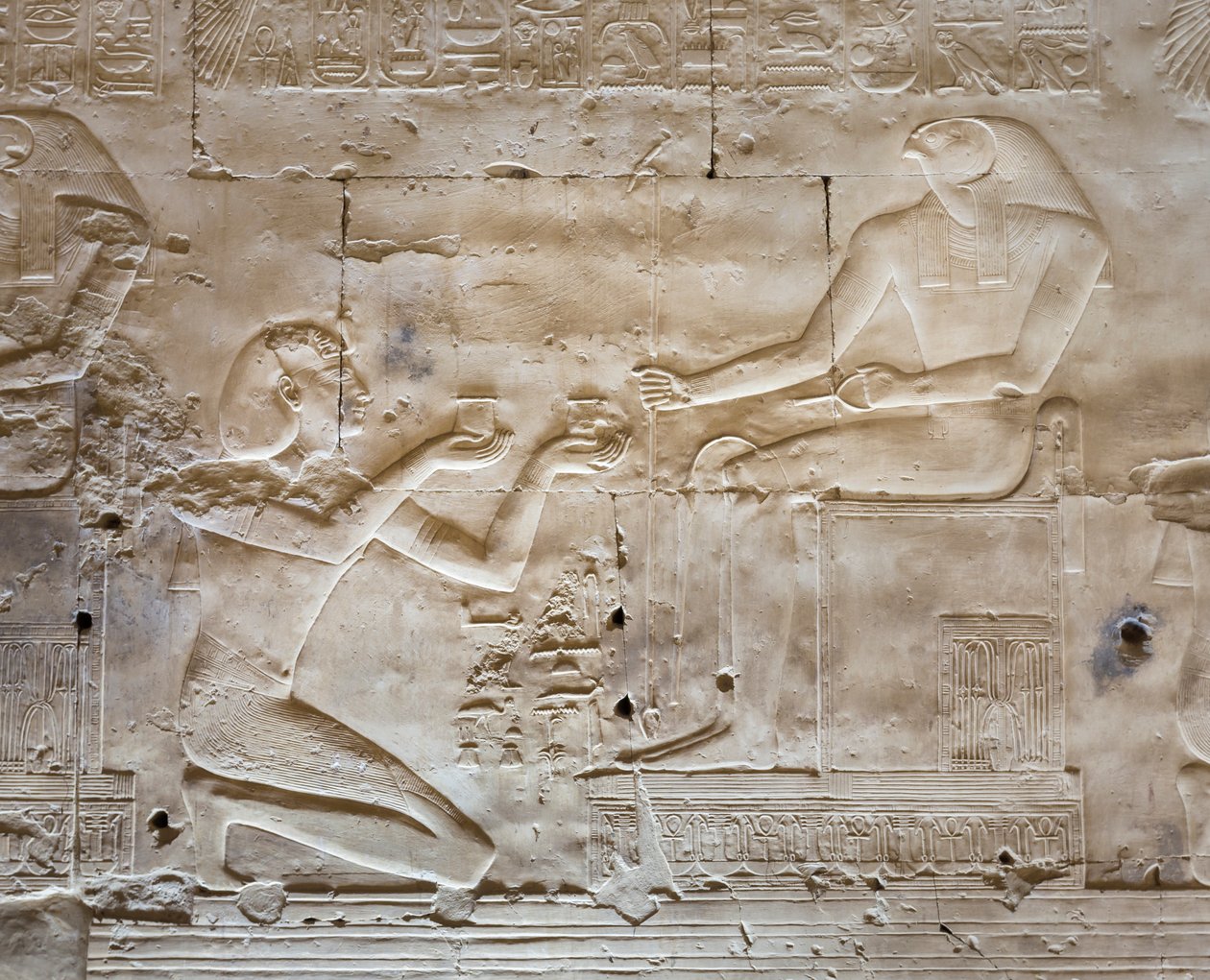 Basrelieff, tempelet til Seti I, Abydos, Egypt av Egyptian 19th Dynasty