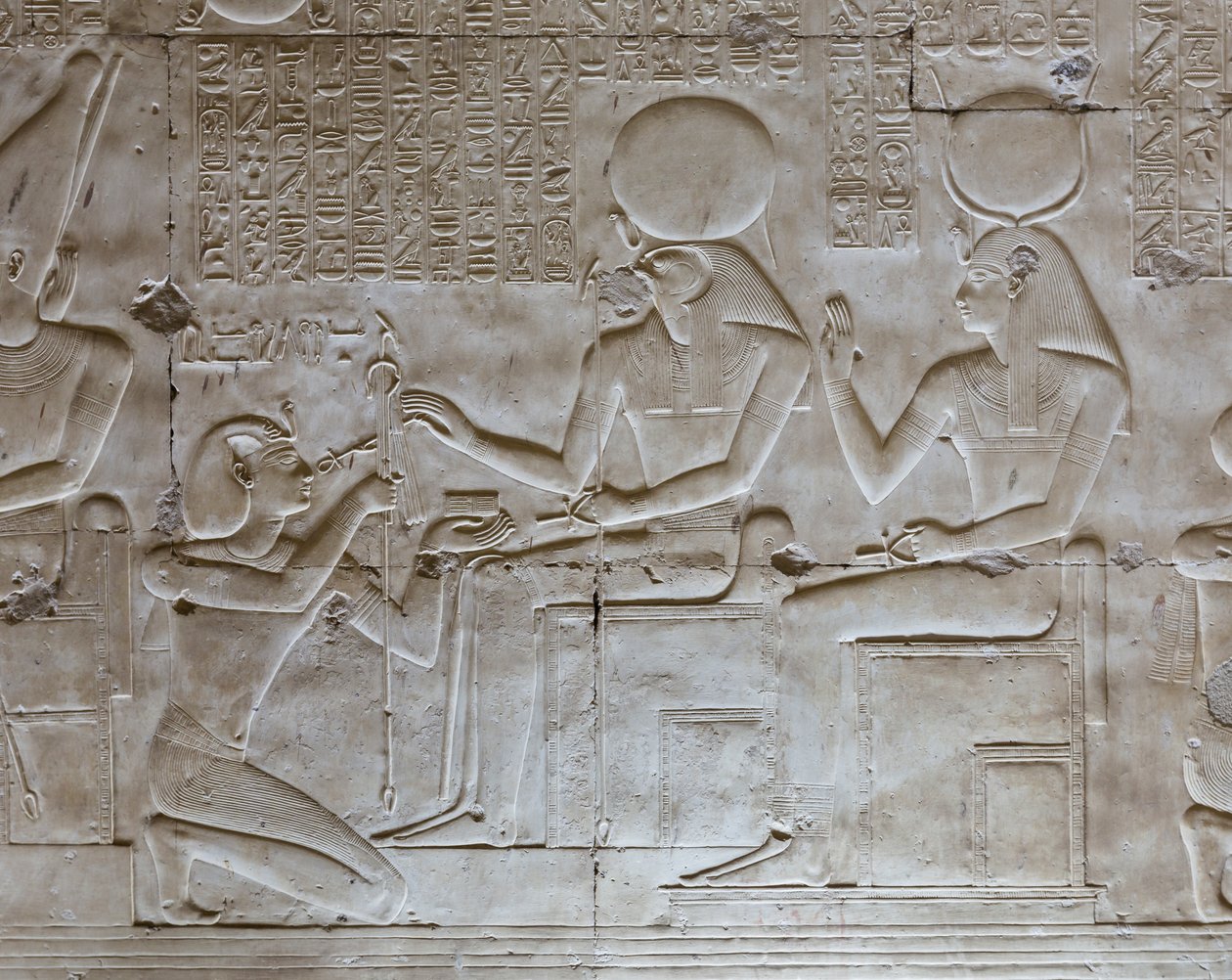 Basrelieff, tempelet til Seti I, Abydos, Egypt av Egyptian 19th Dynasty