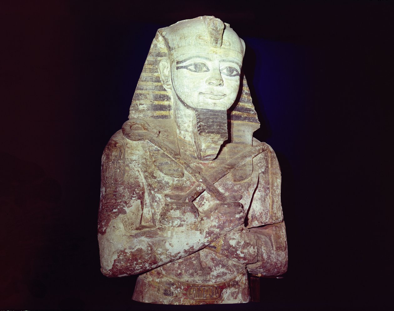 Colossus of Ramesses II (1279-1213 f.Kr.) detalj fra en Osiride-søyle, fra tempelet til Gerf Hussein, Nubia, New Kingdom (sandstein) av Egyptian 19th Dynasty