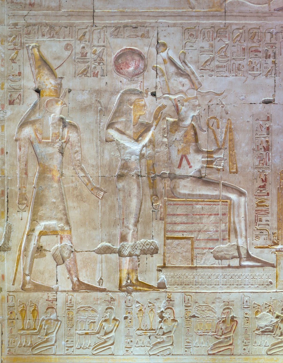 Farget relieff, tempelet til Seti I, Abydos, Egypt av Egyptian 19th Dynasty