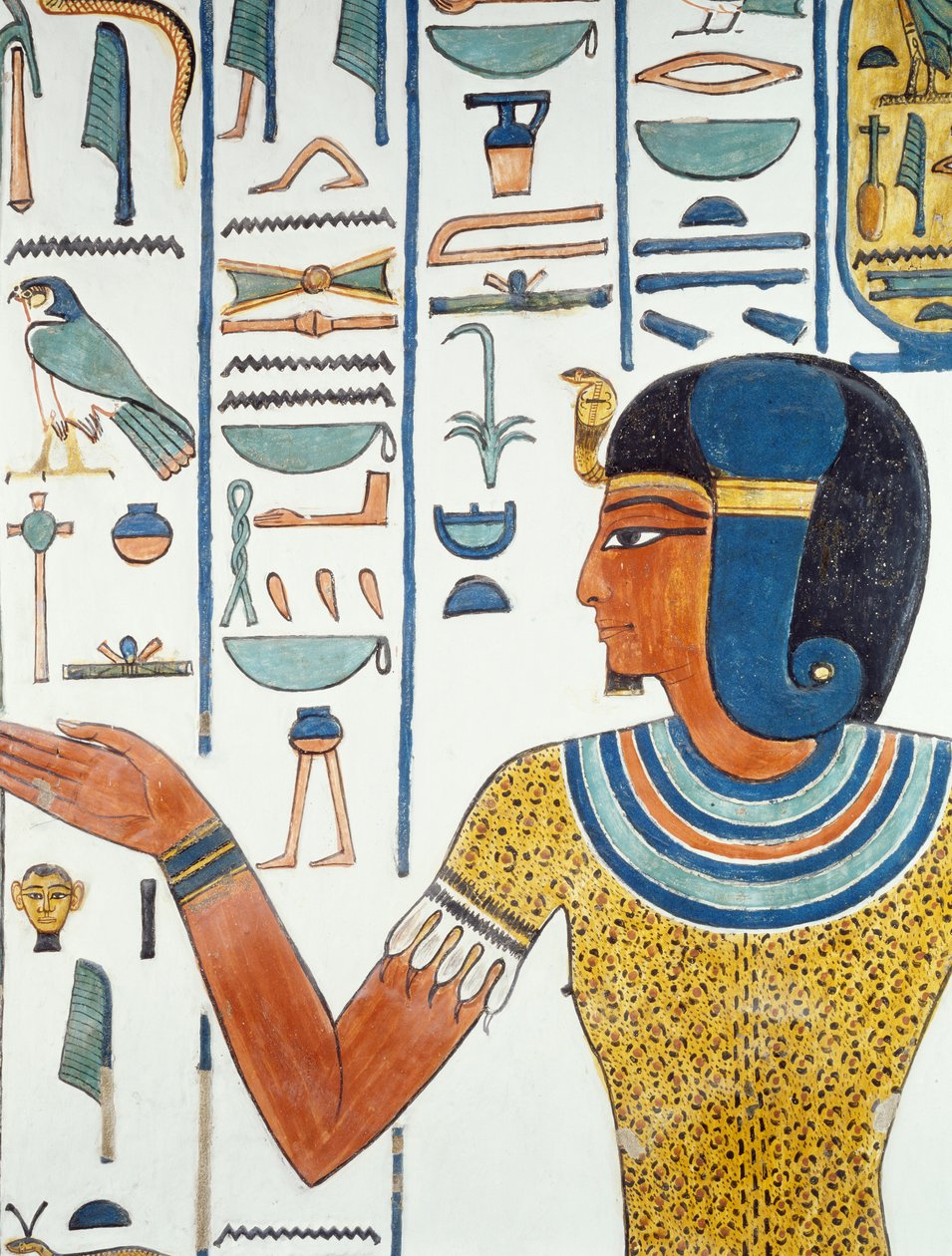 Søyle med Hornedjitef, detalj av freskomaleriene i Nefertaris gravkammer, Valley of the Queens, Luxor, Theben (Unescos verdensarvliste av Egyptian 19th Dynasty