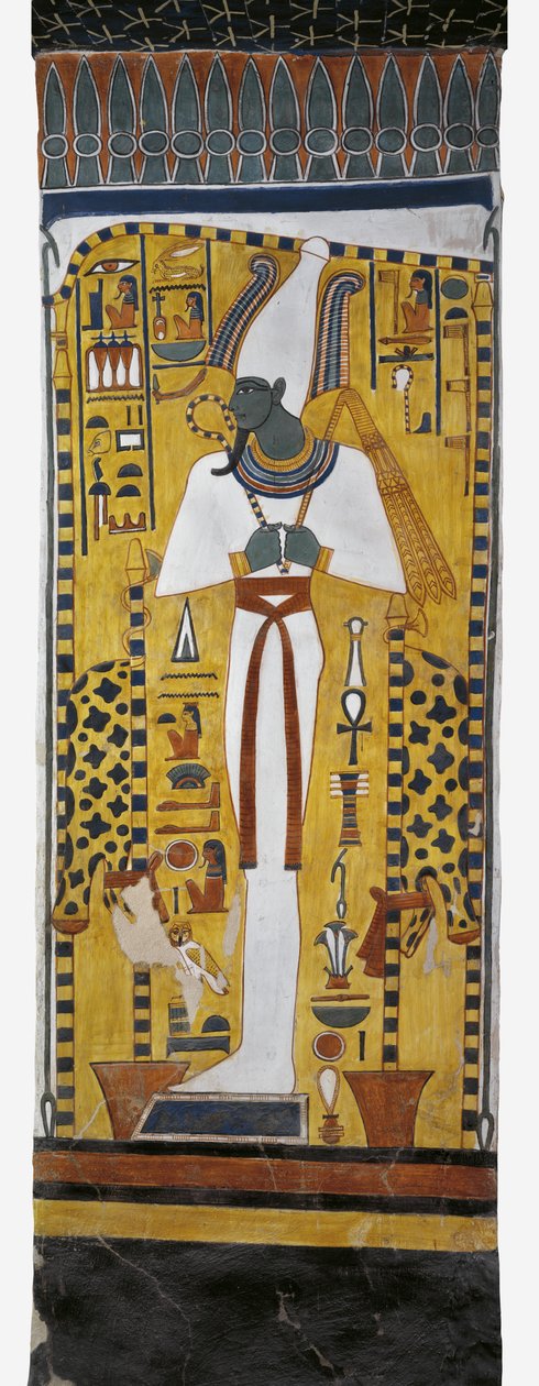 Egypt, Theben, Luxor, Queens Valley, Tomb of Nefertari, veggmaleri av Osiris i gravkammer fra 19. dynasti av Egyptian 19th Dynasty