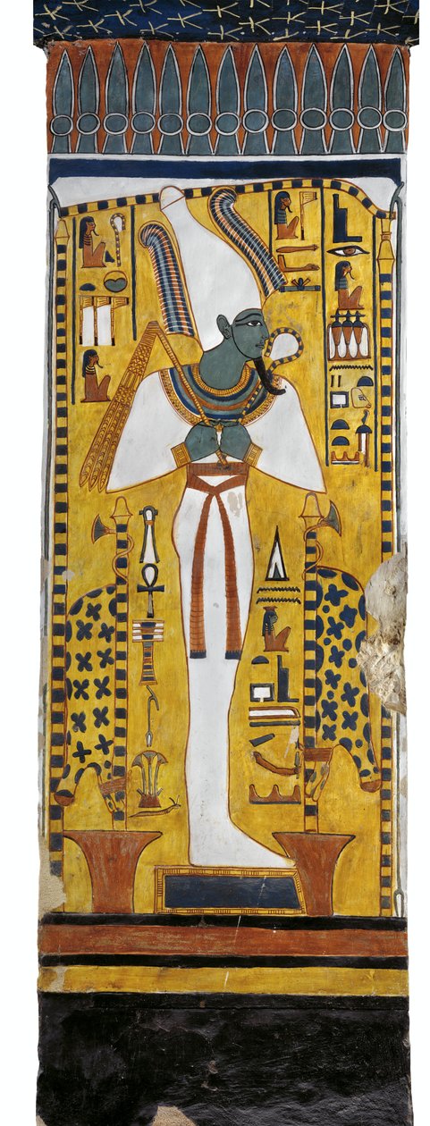 Egypt, Theben, Luxor, Queens Valley, Tomb of Nefertari, veggmaleri av Osiris i gravkammer fra 19. dynasti av Egyptian 19th Dynasty