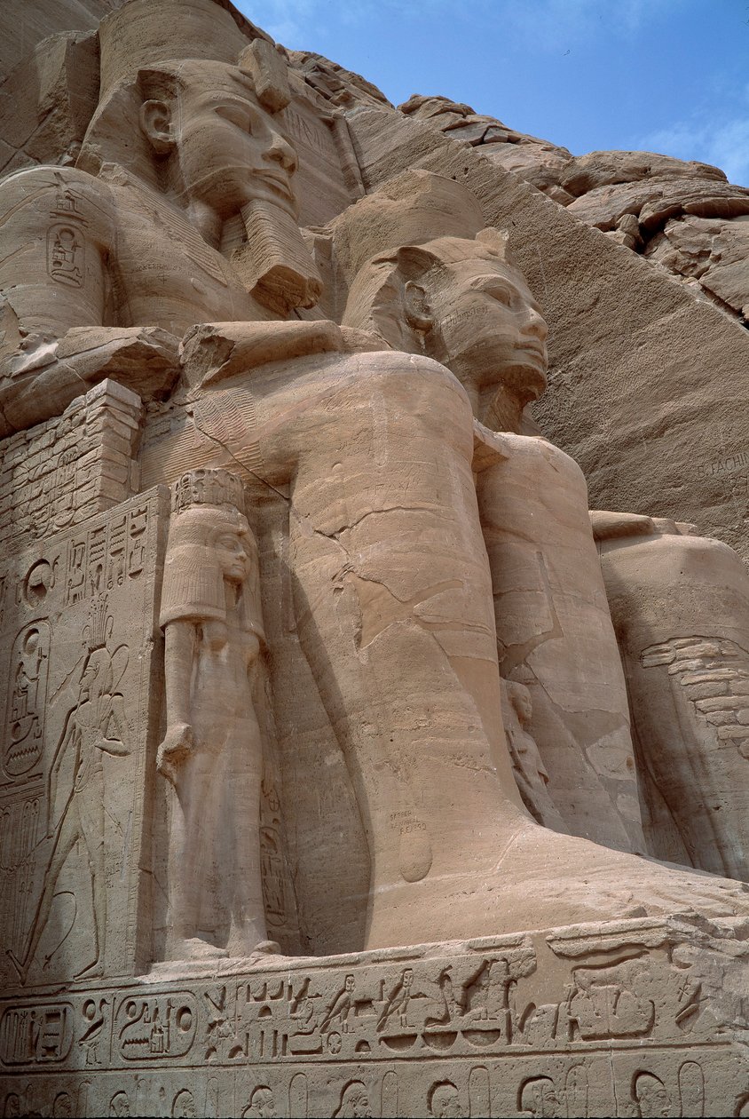 Egyptisk antikke: Kolossen av Ramses II-tempelet. 1271-1256 f.Kr. Abu Simbel (Abu Simbel), Aswan, Egypt av Egyptian 19th Dynasty