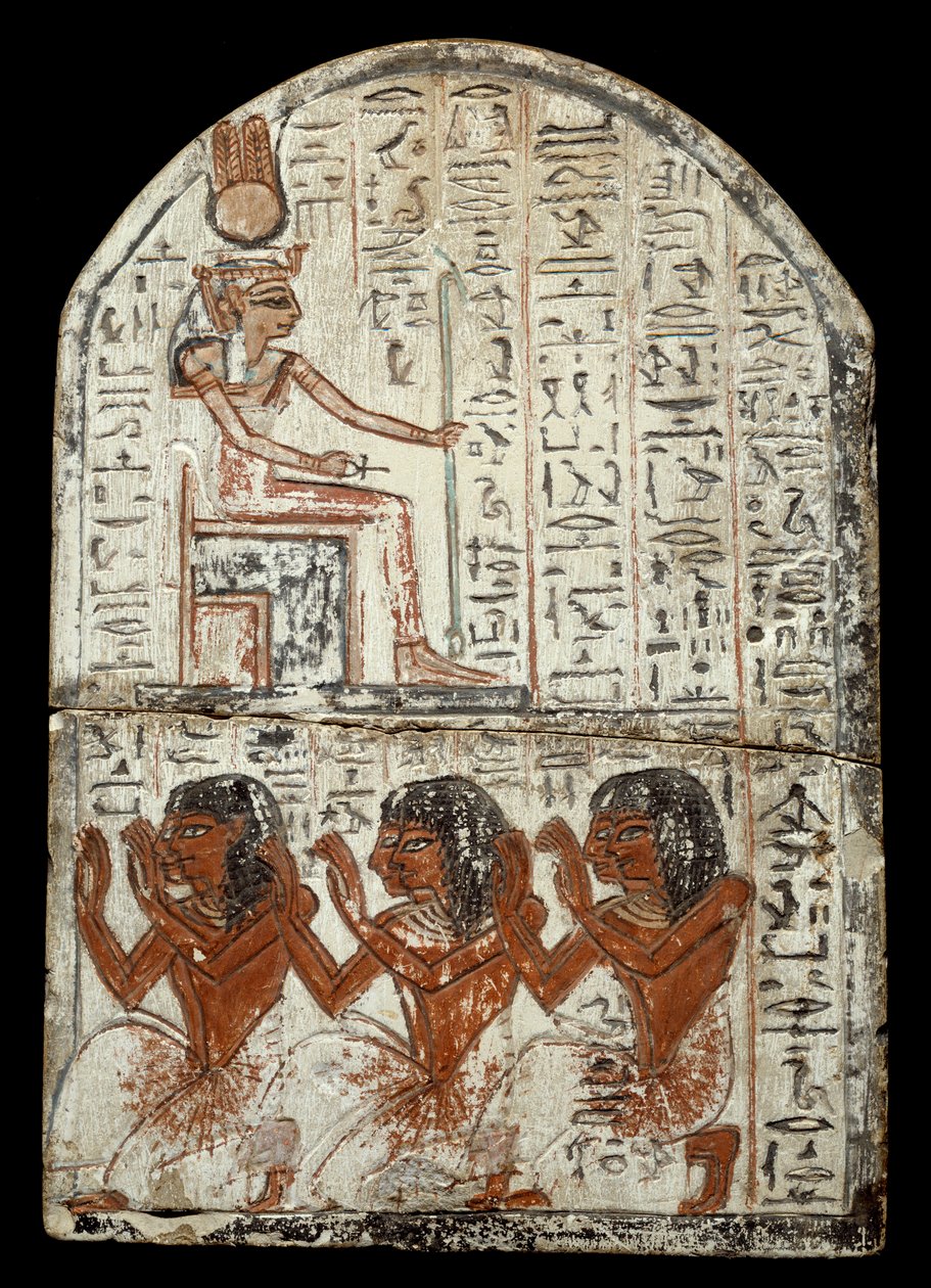 Egyptisk antikvitet: stele av billedhugger Ken, håndverker i Deir el Medineh: representasjon av gudinnen Renenoutet (matslange). Epoque Ramses II (1290–1224 f.Kr.) Bordeaux, aquitaine-museet av Egyptian 19th Dynasty