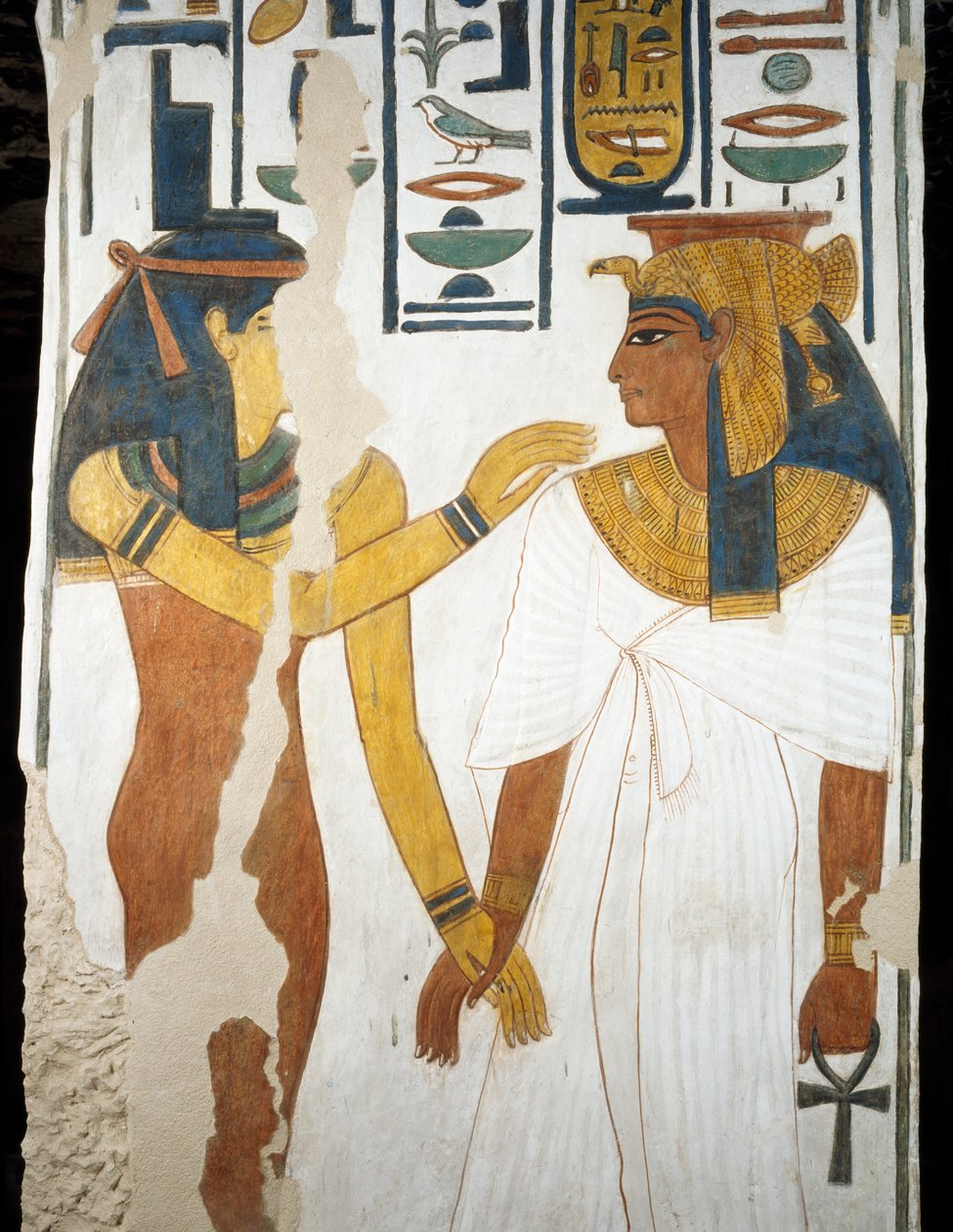 Nefertari, detalj fra freskomaleriene i det andre kammeret i graven til Nefertari, Valley of Queens, Luxor, Theben (Unescos verdensarvliste av Egyptian 19th Dynasty