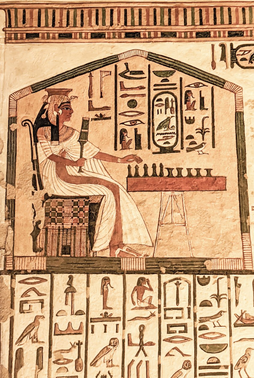 Nefertari spiller senet (veggmaleri) av Egyptian 19th Dynasty
