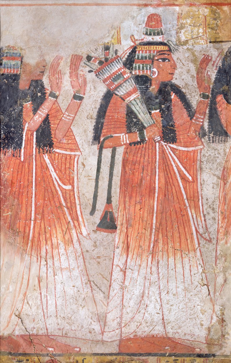 Procession of Women, New Kingdom (veggmaleri) av Egyptian 19th Dynasty
