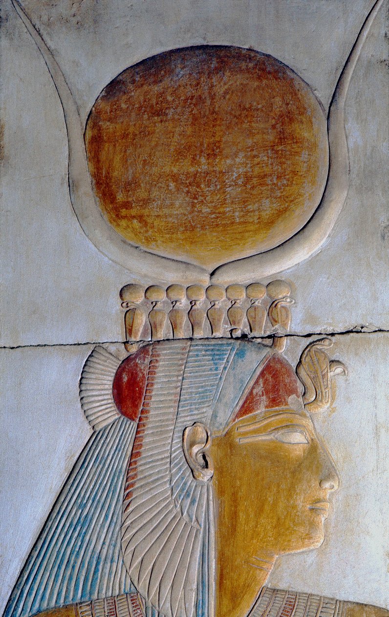 Profil av Isis, Temple of Seti I, Abydos av Egyptian 19th Dynasty