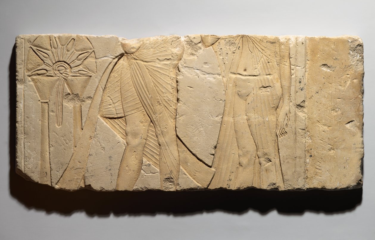 Relieff som viser en offerscene, fra Tell el-Amarna, New Kingdom, ca. 1353-1336 f.Kr. (kalkstein) av Egyptian 19th Dynasty