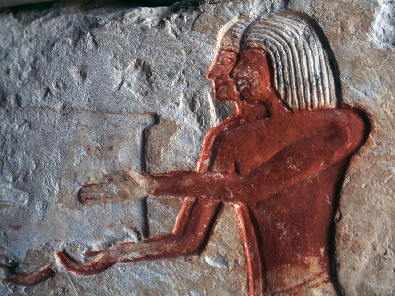 Relieff som viser bærere, Leteyas grav, Saqqara, Egypt, egyptisk sivilisasjon, New Kingdom, Dynasty XIX av Egyptian 19th Dynasty