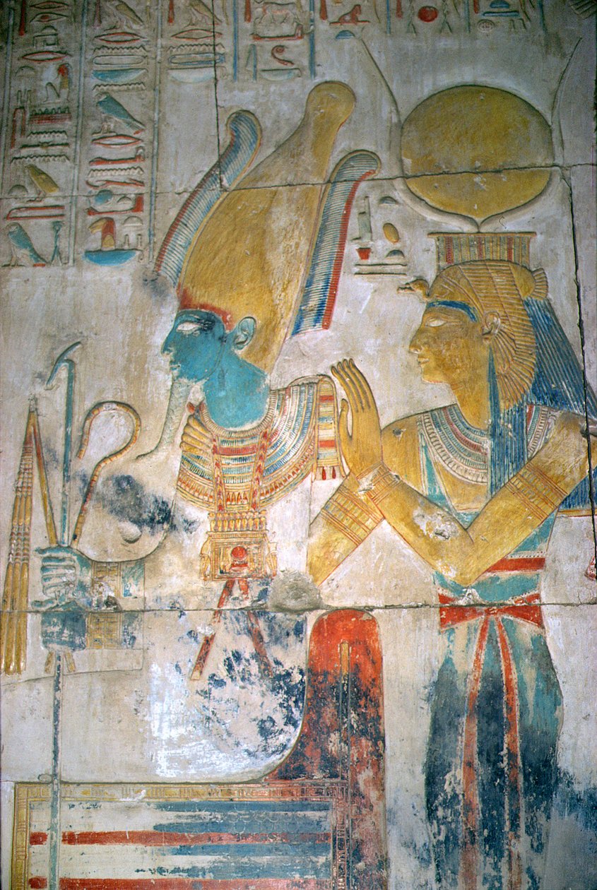 Relieff av Osiris og Isis, New Kingdom (veggmaleri) av Egyptian 19th Dynasty