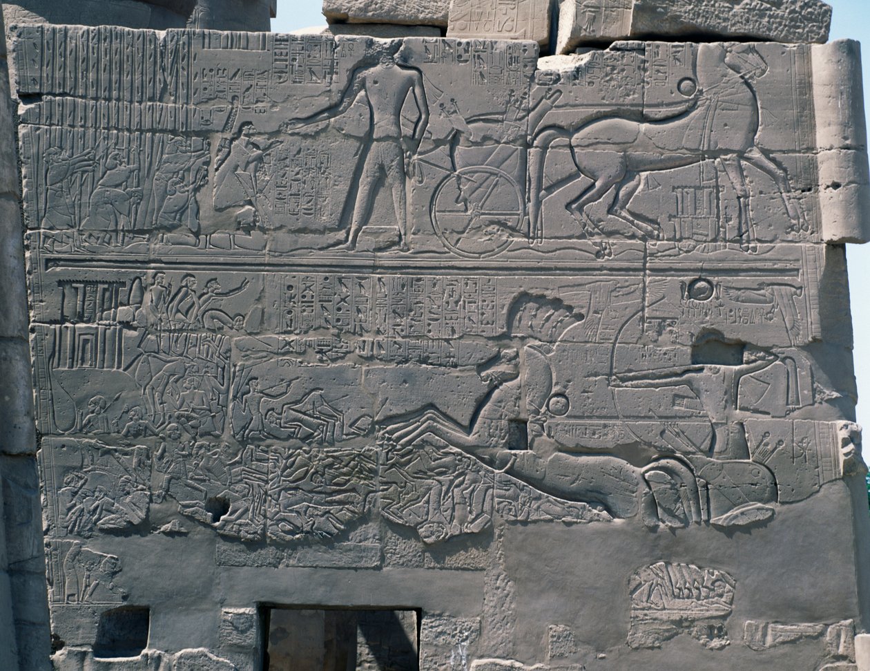 Seti I sin kamp mot Palestina, lettelse, østlige yttervegg av Great Hypostyle Hall, Karnak tempelkompleks (Unescos verdensarvliste av Egyptian 19th Dynasty