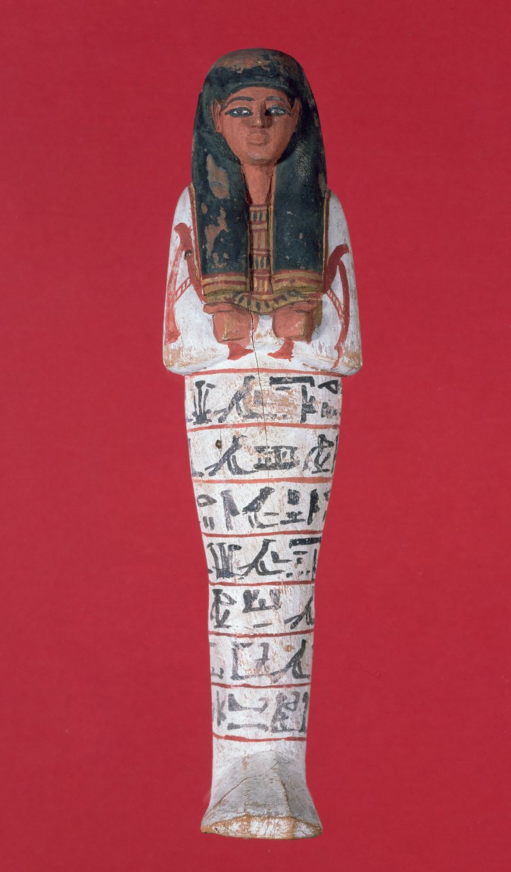 Shabti-figur, New Kingdom (malt tre) av Egyptian 19th Dynasty