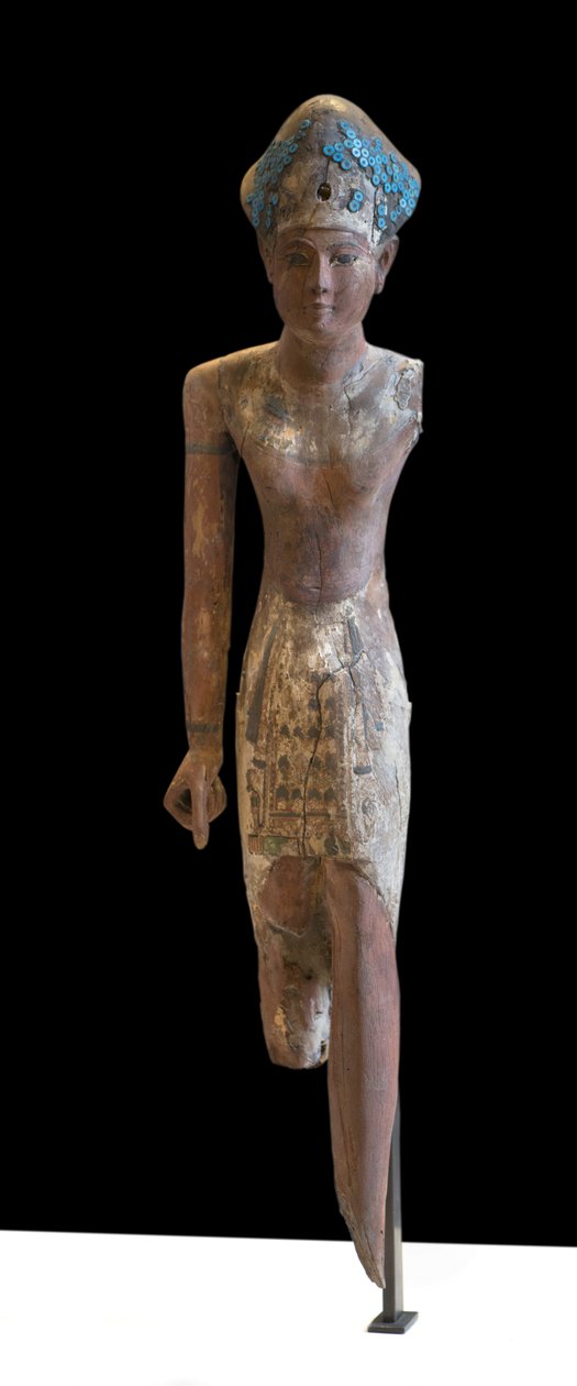 Statue av Sovereign Ramesside hodeplagg av den blå kronen og iført lendeklede foran av Egyptian 19th Dynasty