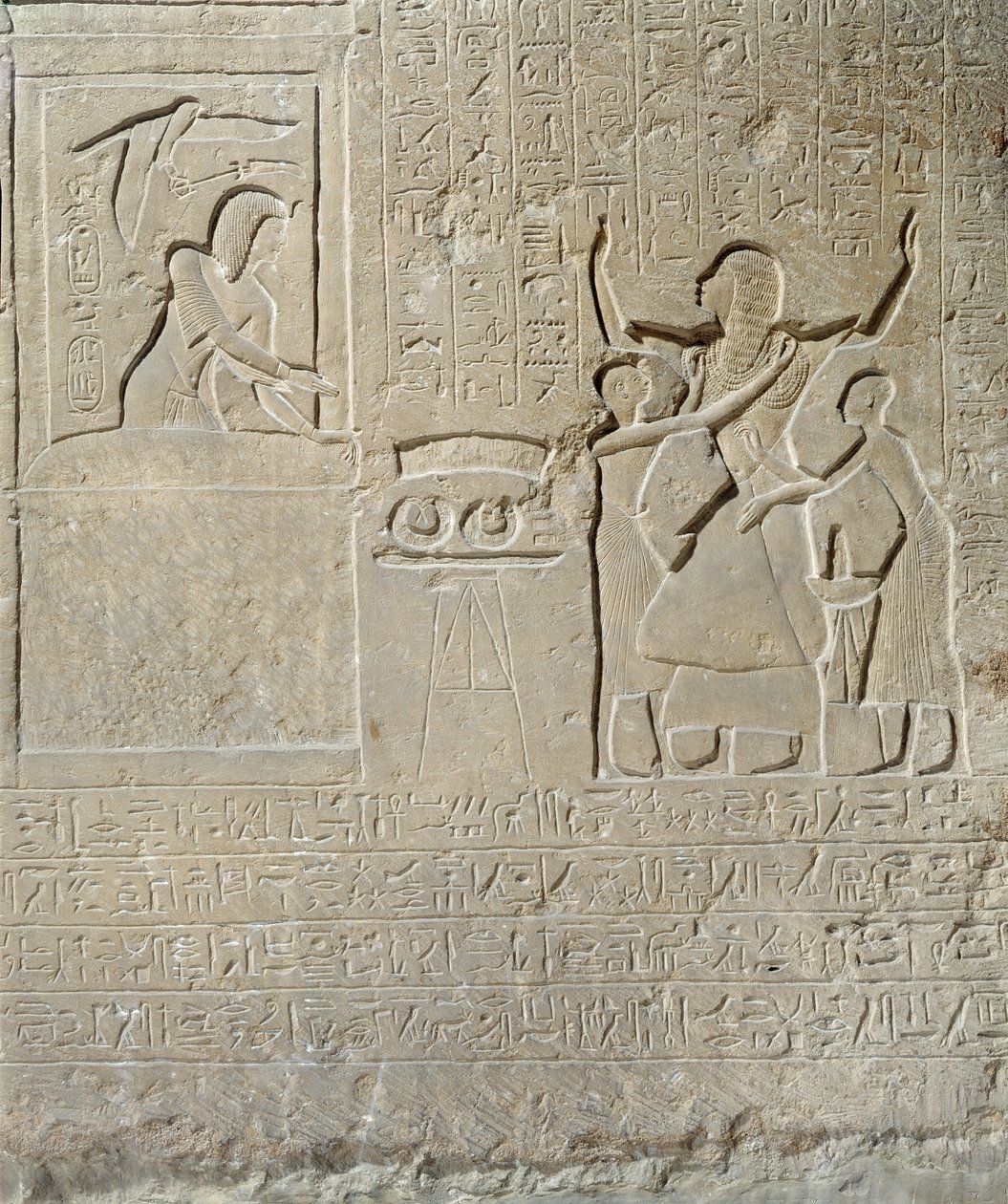 Stele av halskjeder, Hormin mottar gullet til ham fra Seti I (ca. 1303-1290 f.Kr.) New Kingdom (kalkstein) av Egyptian 19th Dynasty