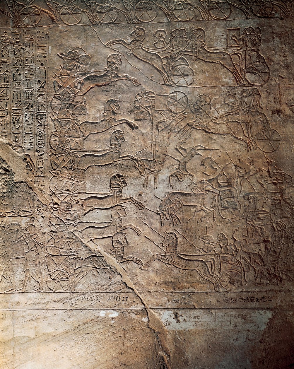 Kampen mellom egypterne og hetittene ved Kadesh, relieff, hovedtempelet til Abu Simbel (Unescos verdensarvliste av Egyptian 19th Dynasty