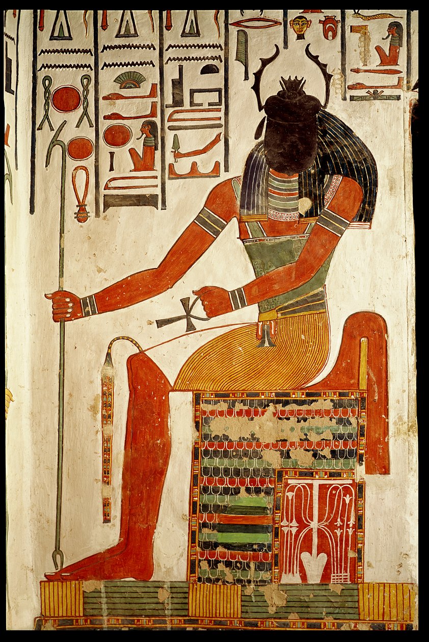 Guden, Khepri, fra graven til Nefertari, New Kingdom (veggmaleri) av Egyptian 19th Dynasty