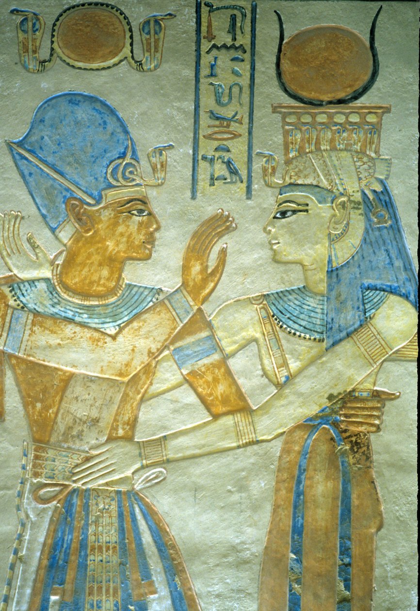 Det gamle Egypt, Rameses III omfavner Isis, Amon hir Khopshef-grav av Egyptian 20th Dynasty