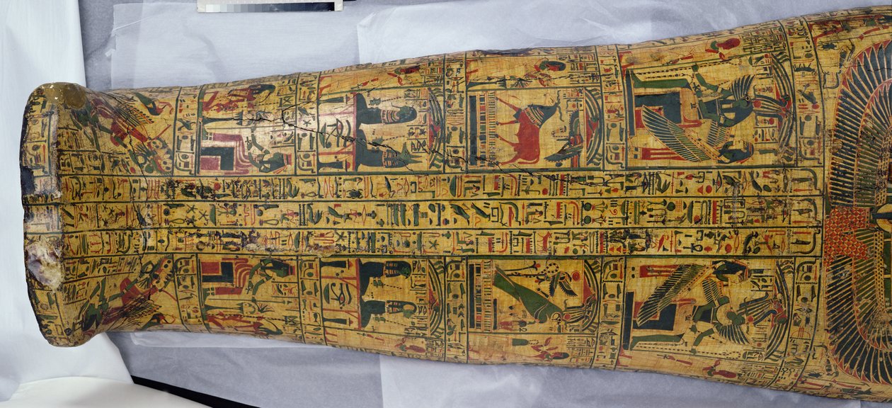 Detalj av omslaget til mumien til Nesyamun, muligens funnet i Deir El-Bahri, New Kingdom, ca. 1100 f.Kr. (malt tre) av Egyptian 20th Dynasty