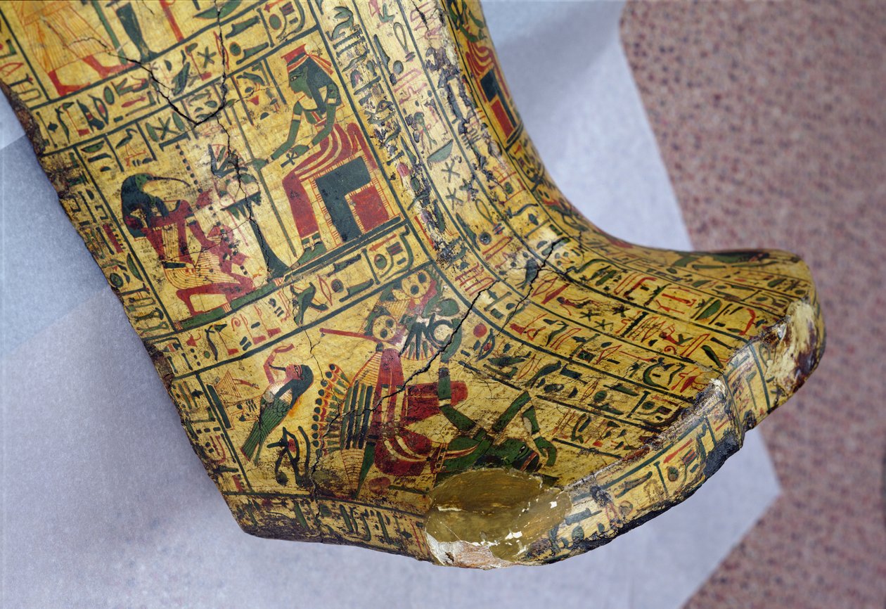 Detalj av den ytre kisten til mumien til Nesyamun, muligens funnet i Deir dl-Bahri, New Kingdom, ca. 1100 f.Kr. (malt tre) av Egyptian 20th Dynasty