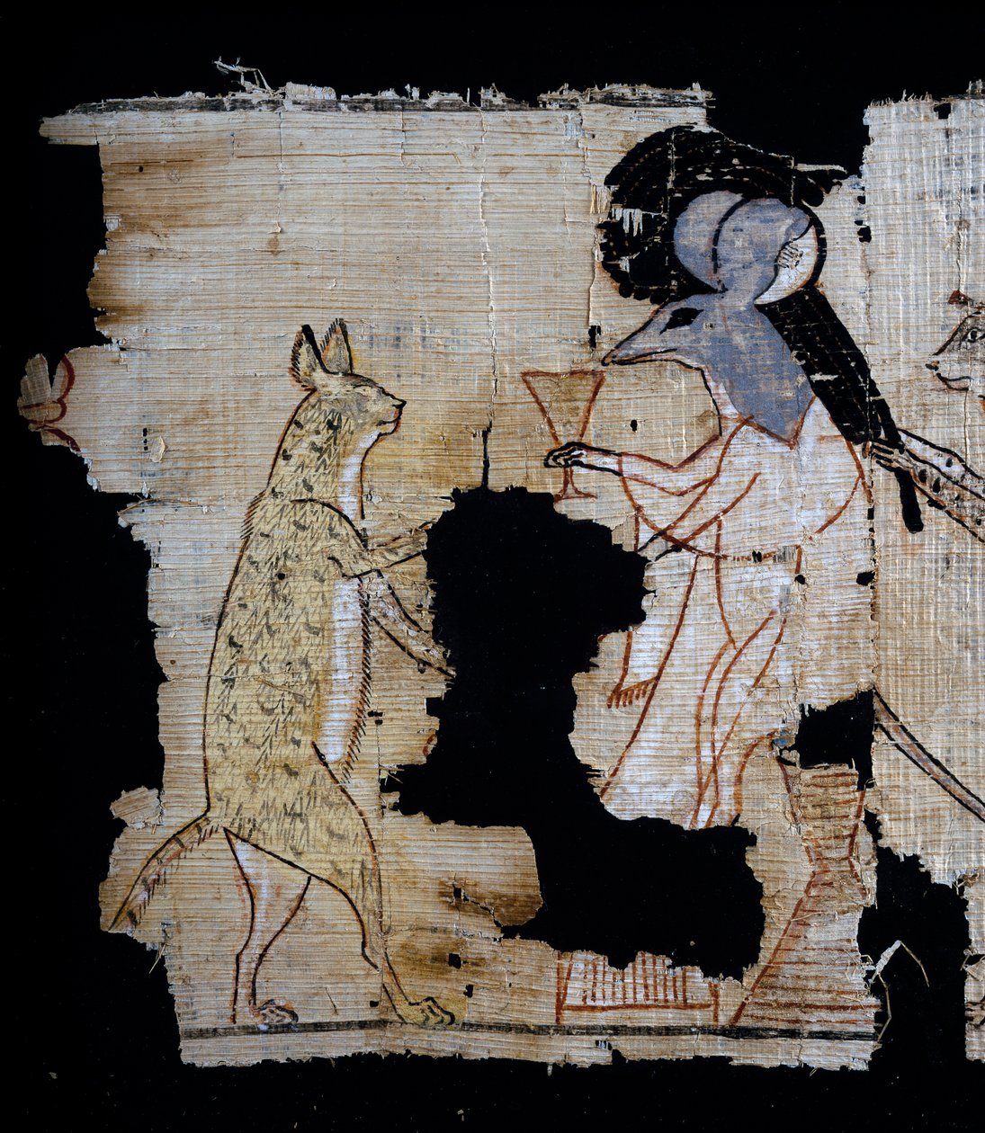 Papyrus som skildrer satirisk scene, ca 1100 f.Kr., datert fra regjeringen til Ramesses IX, Detalj, egyptisk sivilisasjon, New Kingdom, Dynasty XX av Egyptian 20th Dynasty