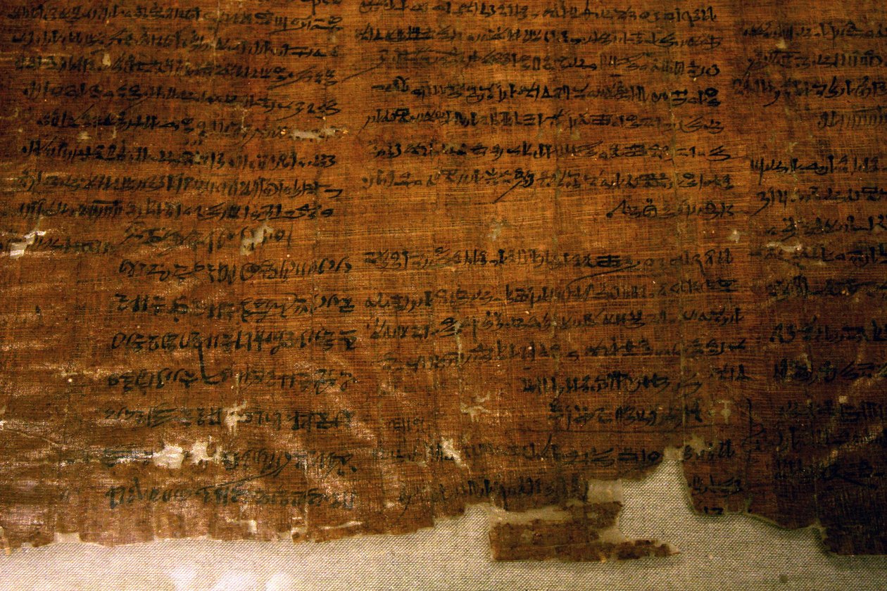 Papyrusen til streikene: administrativt dokument der streikene skjedde under regne av Ramses III (1186-1070 f.Kr.) i Deir el Medina er registrert. Byarbeiderne avbrøt arbeidet da de ikke fikk matrasjonene sine. egyptisk muse av Egyptian 20th Dynasty