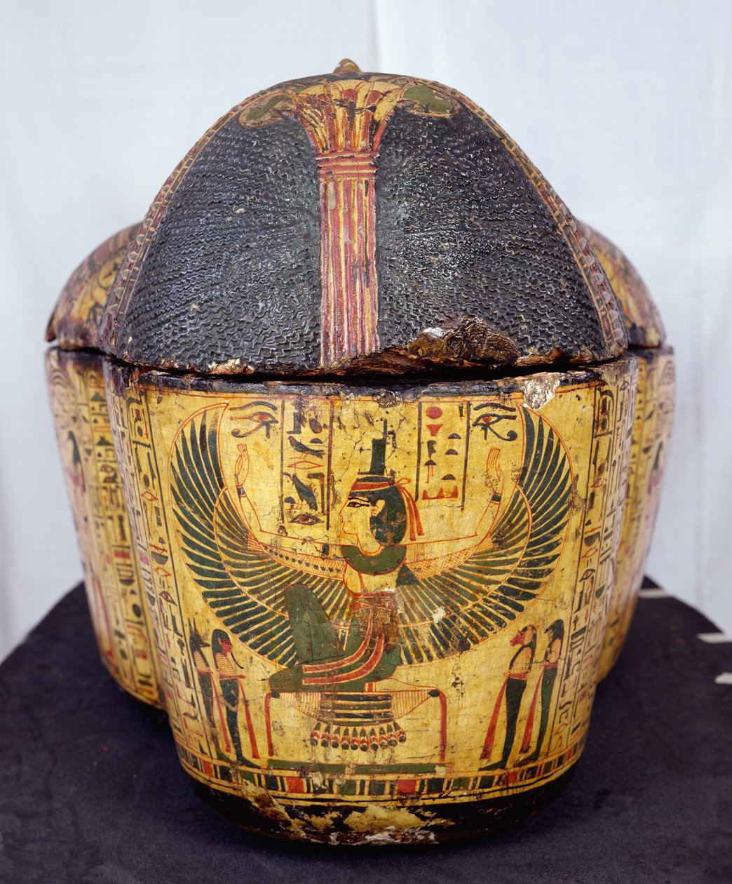 Øverste ende av kisten til mumien til Nesyamun, muligens funnet i Deir El-Bahri, New Kingdom, ca. 1100 f.Kr. (malt tre) av Egyptian 20th Dynasty