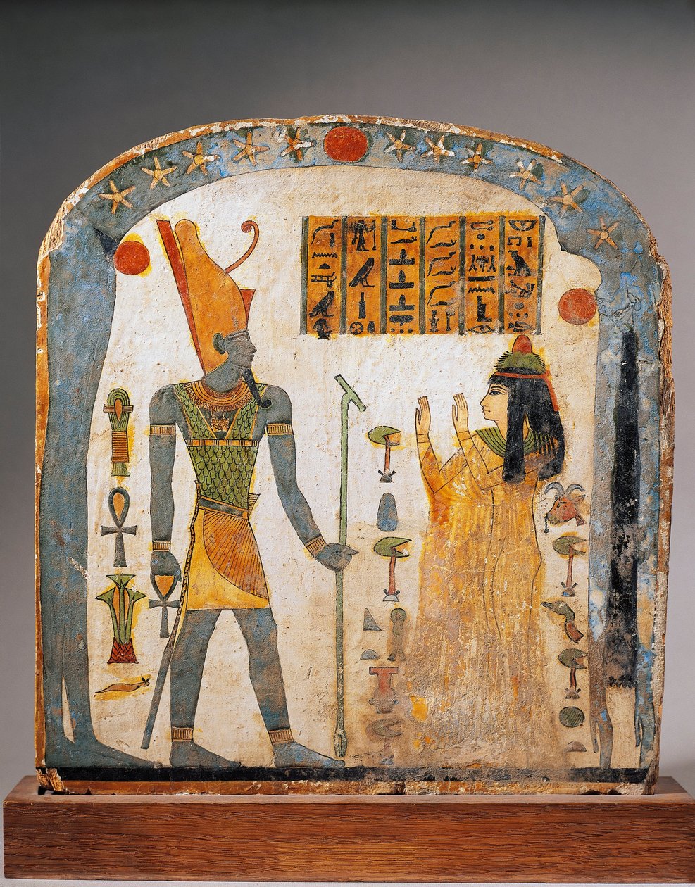 Malt trestele av Lady Taperet, som viser Taperet som ber gud Aton med himmelen representert av gudinnen Nut av Egyptian 22nd Dynasty
