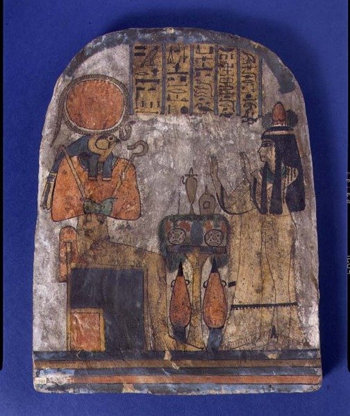 Votivmonument til Tentesamun, The Chantress of Amun, fra Theben, tredje mellomperiode (malt tre) av Egyptian 22nd Dynasty