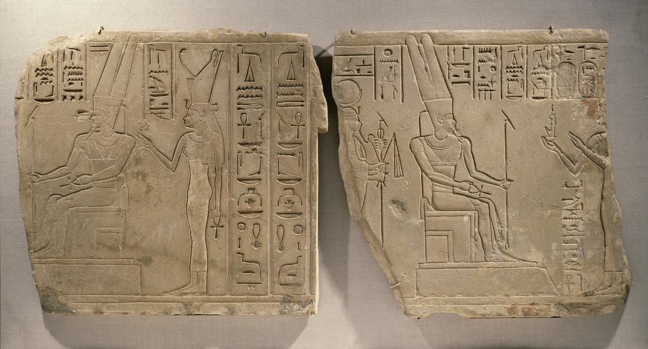 Amun-Re og Mut, fra Karnak, Theben, sen periode (sandstein) av Egyptian 25th Dynasty