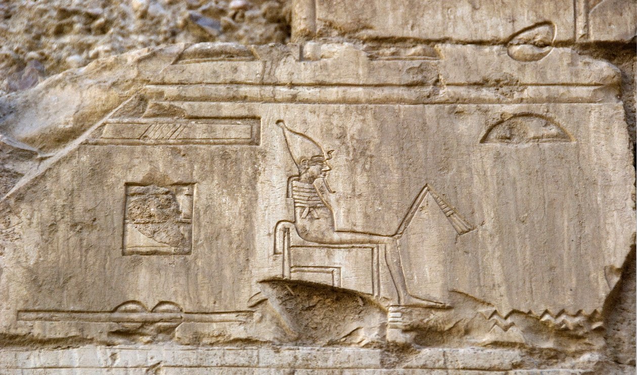 Egyptisk antikvitet: relieff som representerer guddommen Osiris. Ankh-Hors grav (Ankh Hor) (TT414) (26. dynasti, 672-525 f.Kr.), Luxor (Theben), Egypt av Egyptian 26th Dynasty