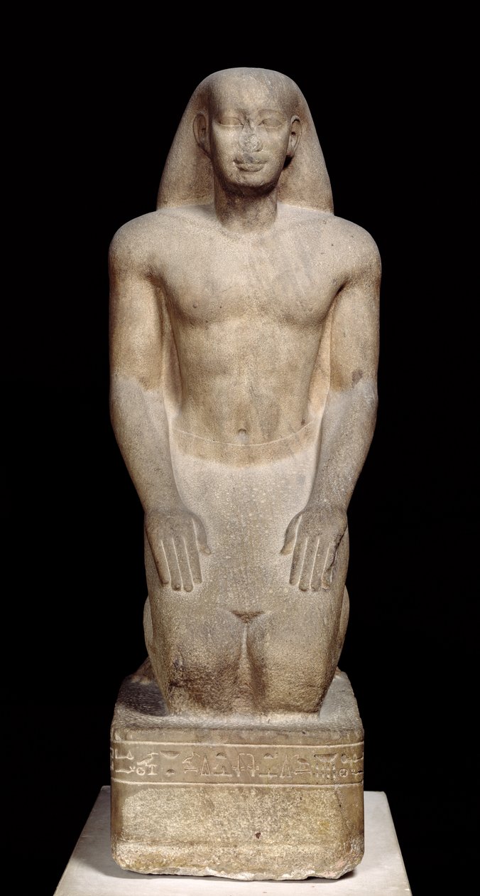 Statue av Nakhtorheb knelende, Saite-perioden, ca. 595-589 f.Kr. (kvartsitt) (se også 105657 og 280065) av Egyptian 26th Dynasty