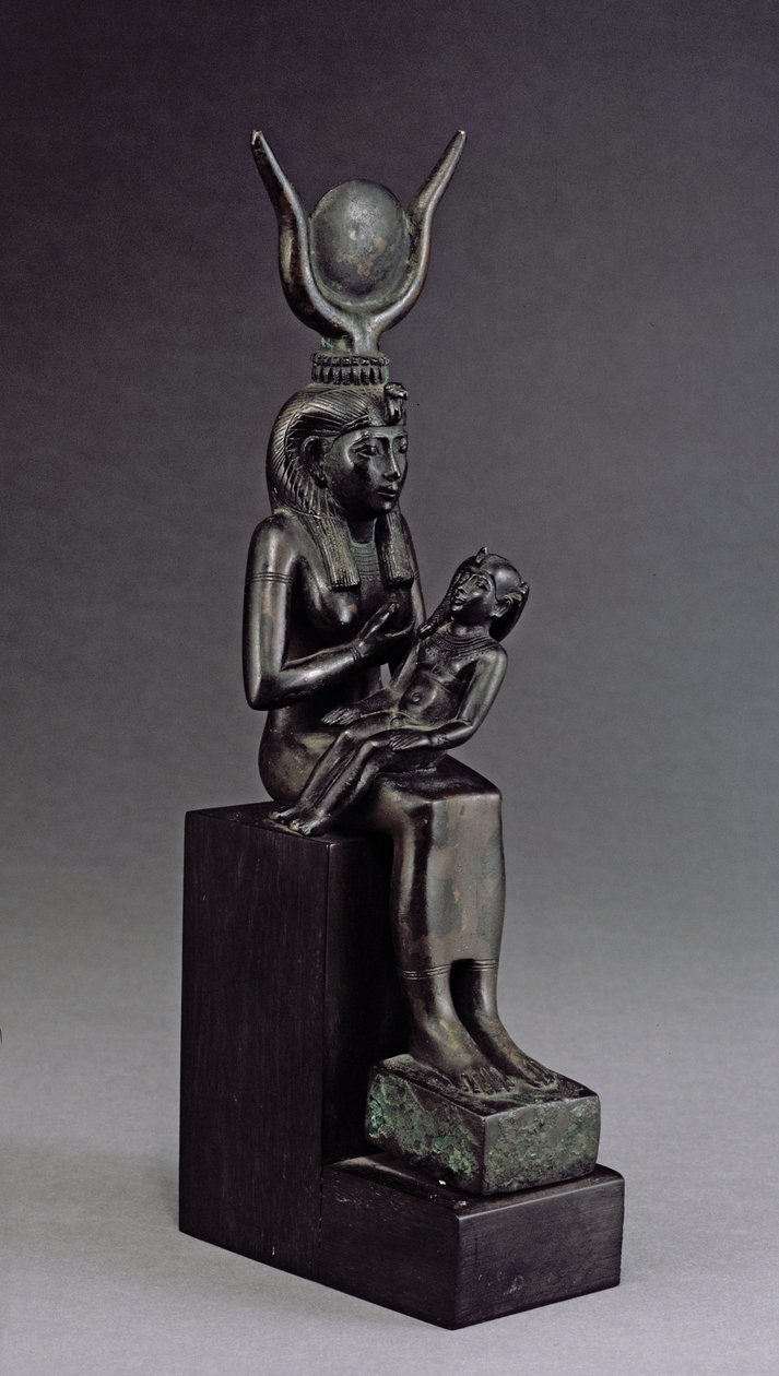 Gudinnen Isis dier spedbarnet Horus, sen periode (bronse) av Egyptian 26th Dynasty