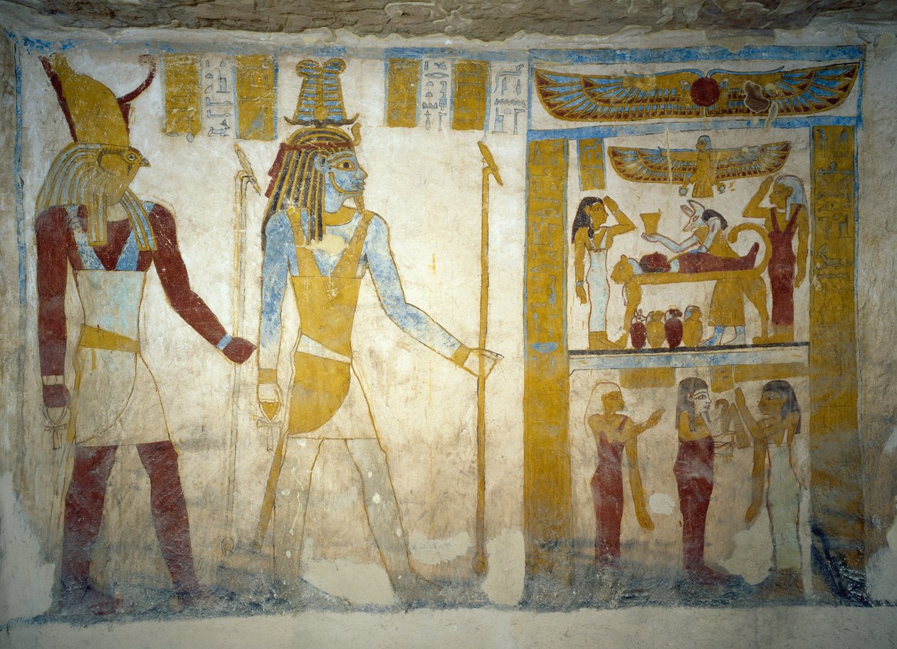 Veggmalerier fra Tomb of Pa Nentwy, Bahariya Oasis, Giza, Egypt Egyptian Civilization, 26th Dynasty, 663-525 BC av Egyptian 26th Dynasty