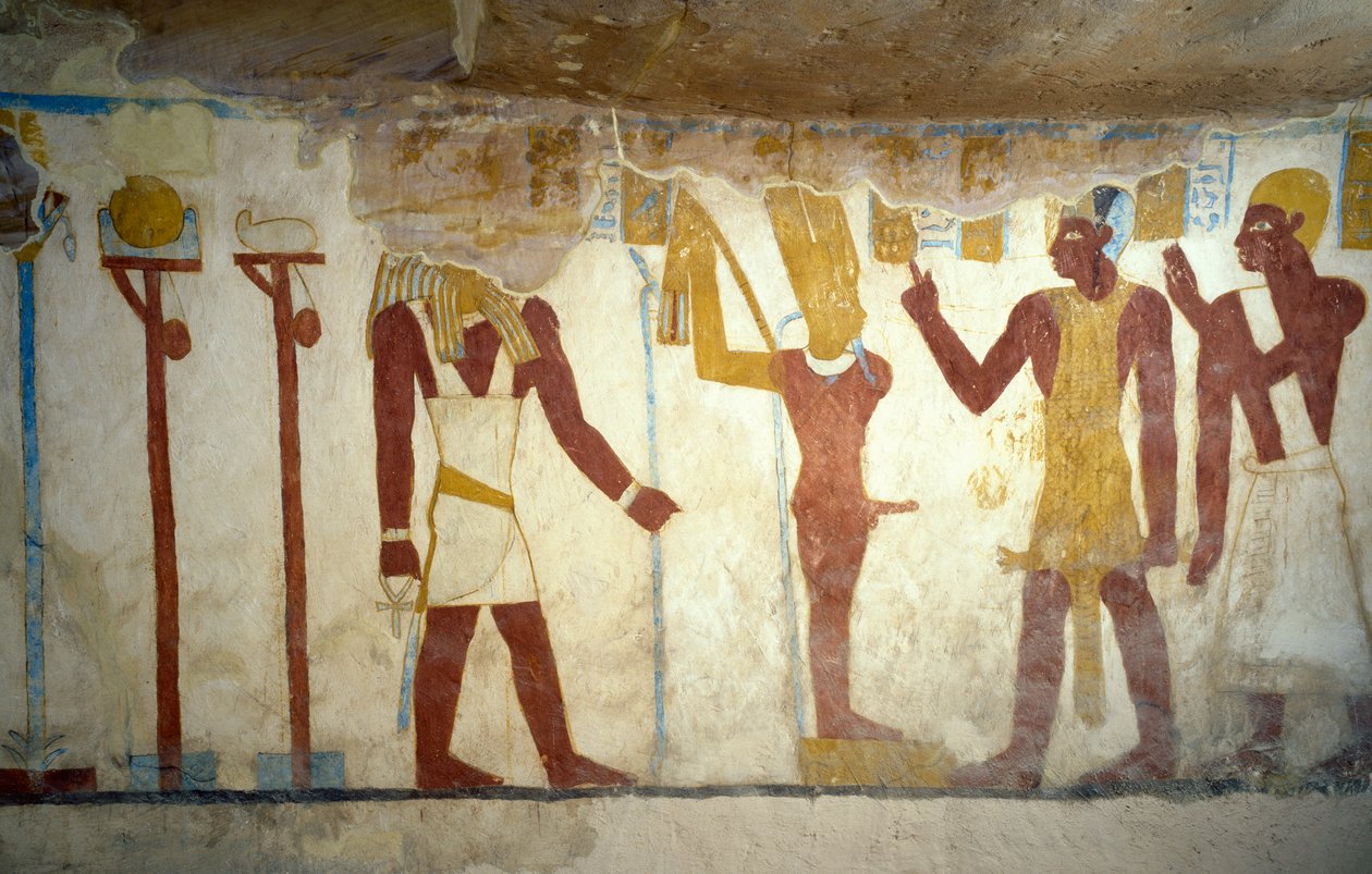 Veggmalerier fra Tomb of Pa Nentwy, Bahariya Oasis, Giza, Egypt Egyptian Civilization, 26th Dynasty, 663-525 BC av Egyptian 26th Dynasty