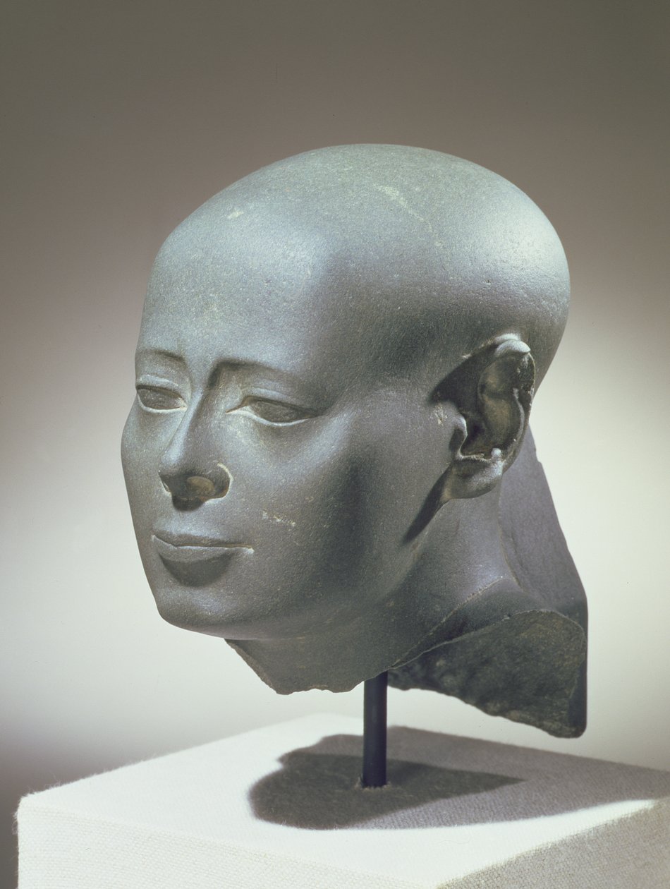 Leder for Wesirwer, profeten av Montu, fra Cachetten i distriktet Amun, Karnak, sen periode (grønn skifer) av Egyptian 30th Dynasty