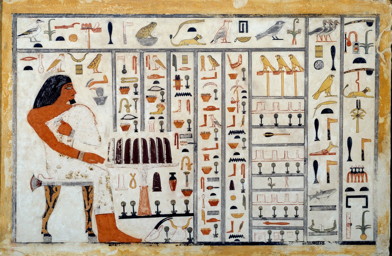 Egyptisk antikvitet: kalksteinstele av prins Oupemnefret. Han er administrator for de kongelige skriftlærde. 4. Berkeley-dynastiet, Phoebe Hearst Museum av Egyptian 4th Dynasty