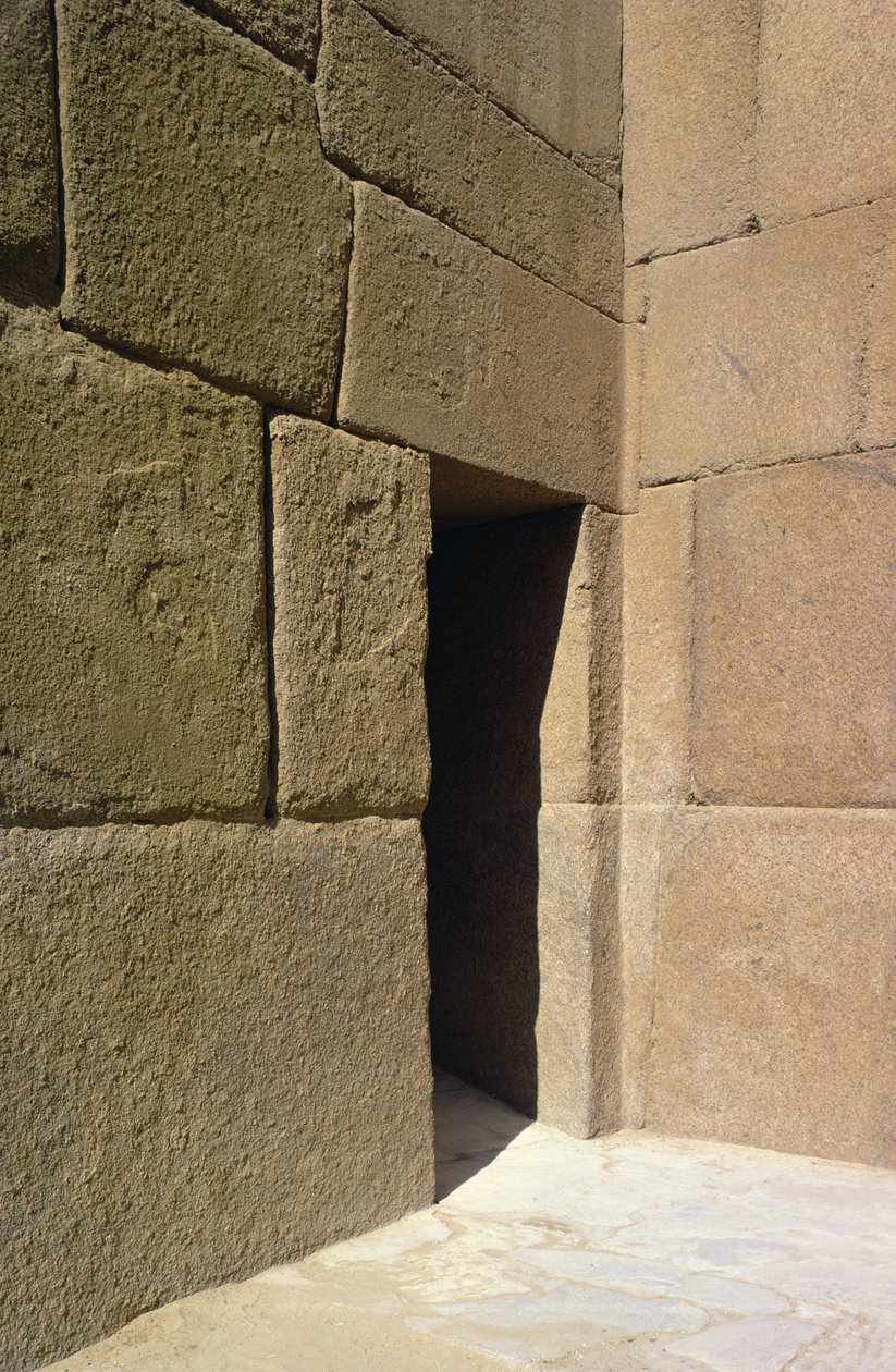 Granittmur fra Valley Temple of Khafre, Old Kingdom av Egyptian 4th Dynasty