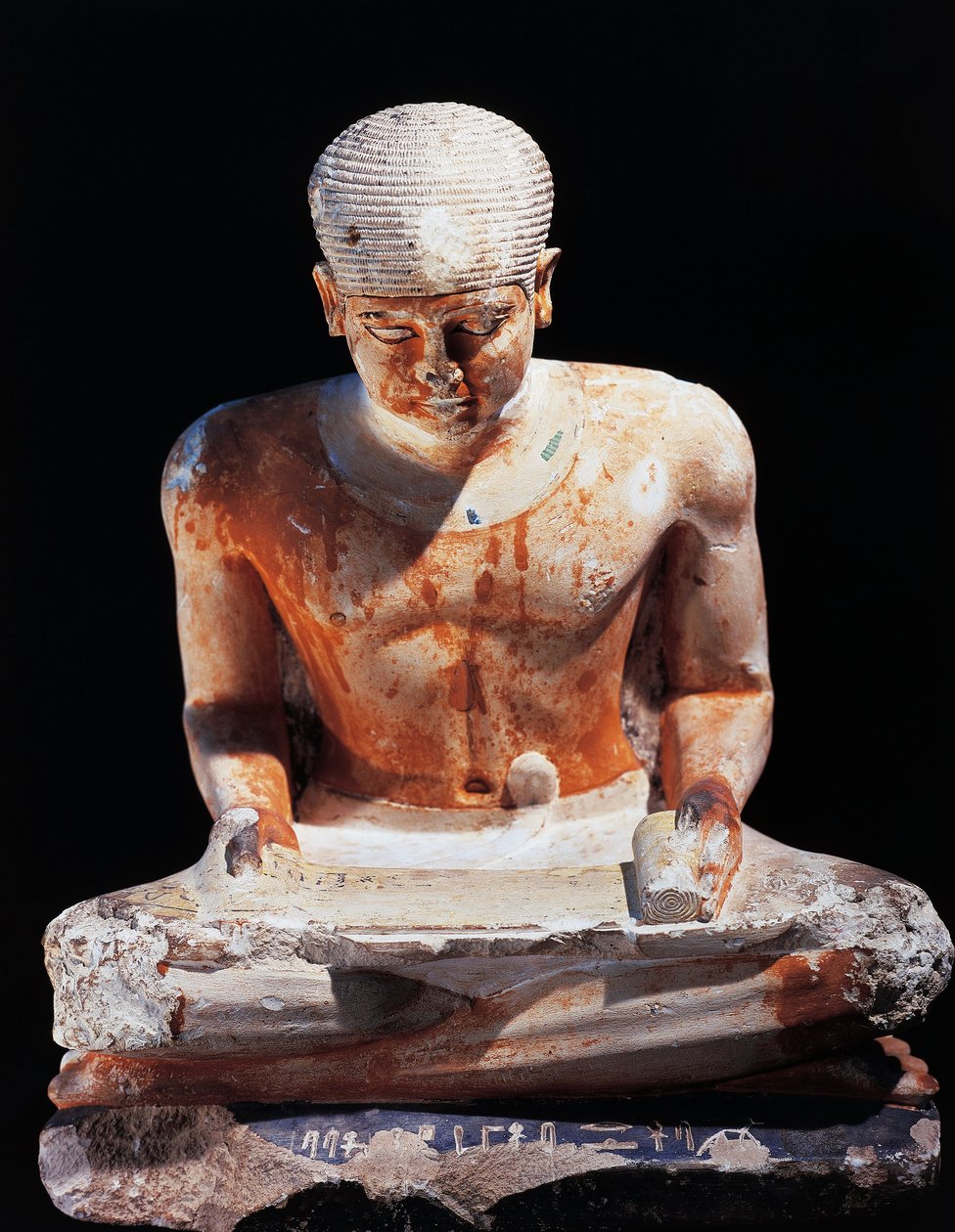 Sittende skribent, fra Giza Egypt 2575 f.Kr., dynasti IV (malt kalkstein) av Egyptian 4th Dynasty