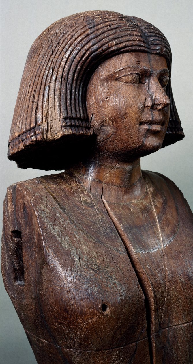 Byste av Ka'apers kone, trestatue, fra Mastaba (grav) C8 i Saqqara. Egyptisk sivilisasjon, Det gamle riket, Dynasti V. av Egyptian 5th Dynasty