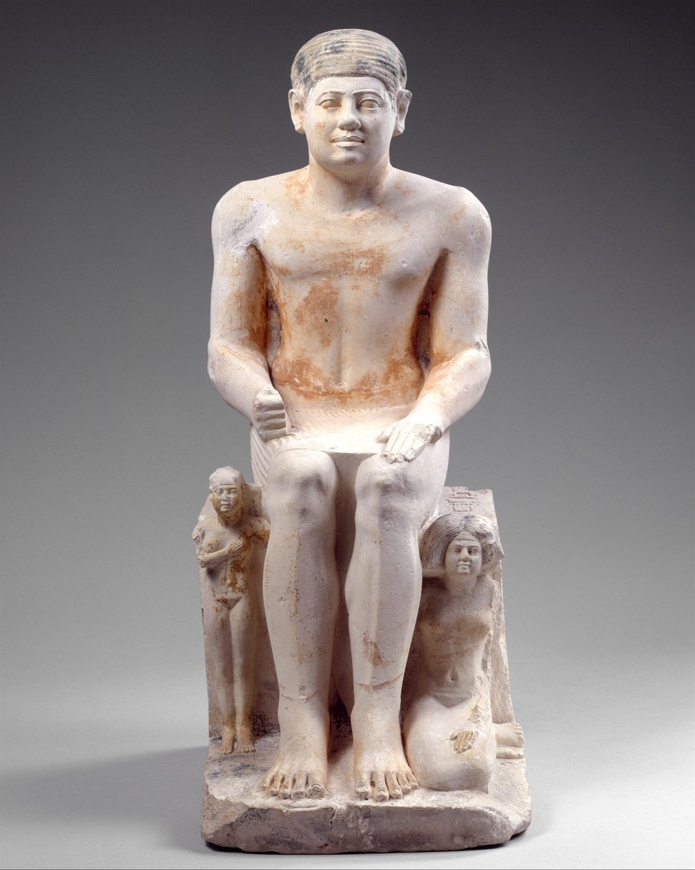 Nikare med sin kone og datter, ca. 2420-2389 f.Kr. (malt kalkstein) av Egyptian 5th Dynasty
