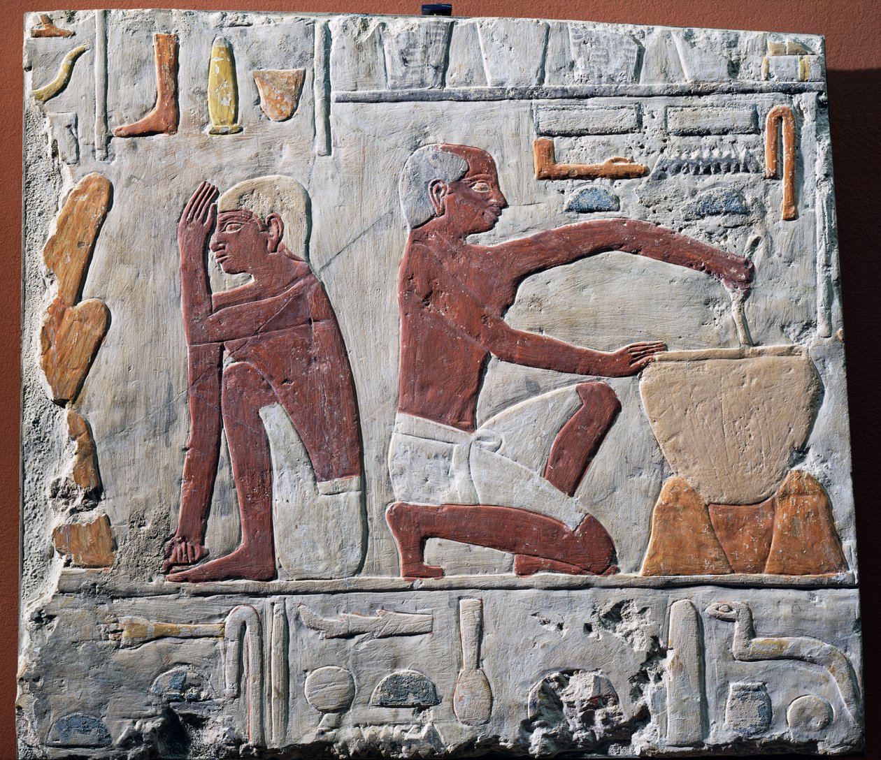 Tilberedning og baking av brød, 2500-2350 f.Kr. (malt kalkstein) av Egyptian 5th Dynasty