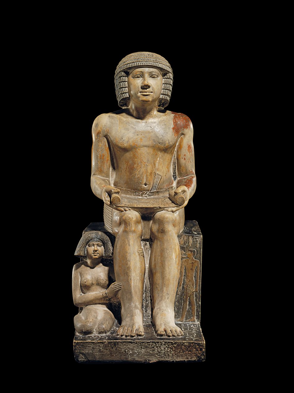 Statue for inspektøren av de skriftlærde Sekhemka, ca. 2400-2300 f.Kr. (malt kalkstein) av Egyptian 5th Dynasty