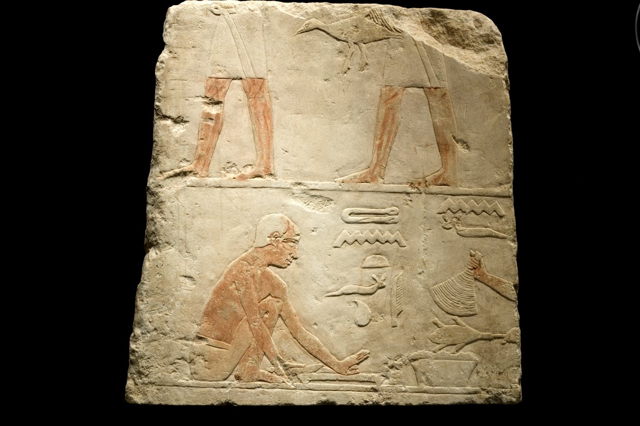 Fragment av et relieff som viser matlaging (kalkstein) av Egyptian 6th Dynasty