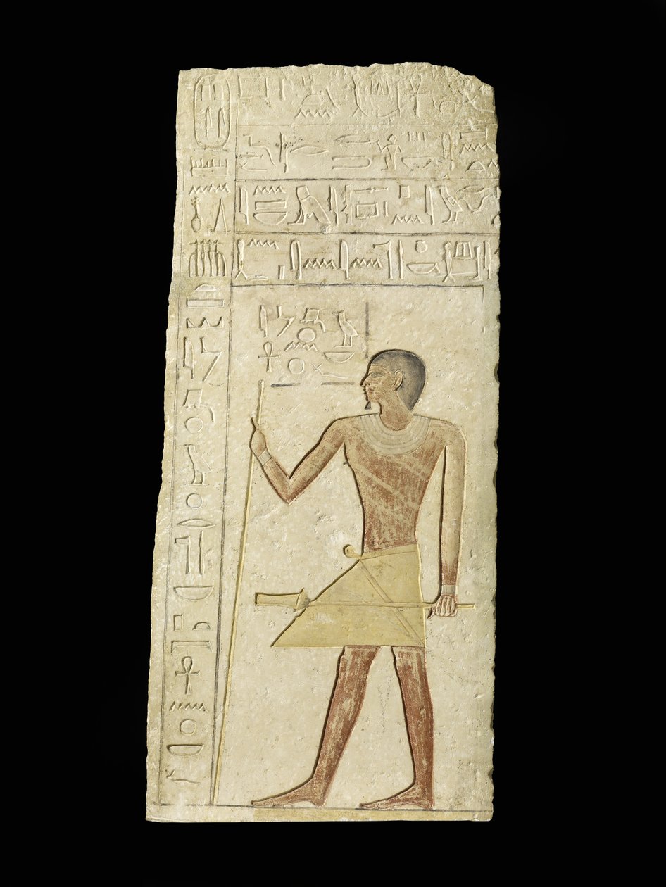 Relieff som viser Ankh-neb-ef, 2345-2181 f.Kr. (kalkstein og pigment) av Egyptian 6th Dynasty
