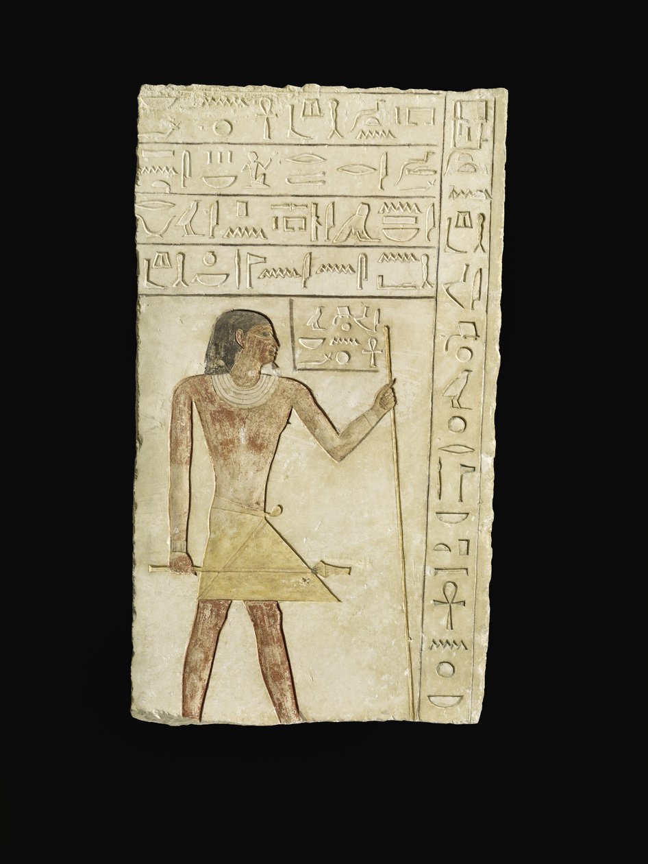 Relieff som viser Ankh-neb-ef, 2345-2181 f.Kr. (kalkstein og pigment) av Egyptian 6th Dynasty