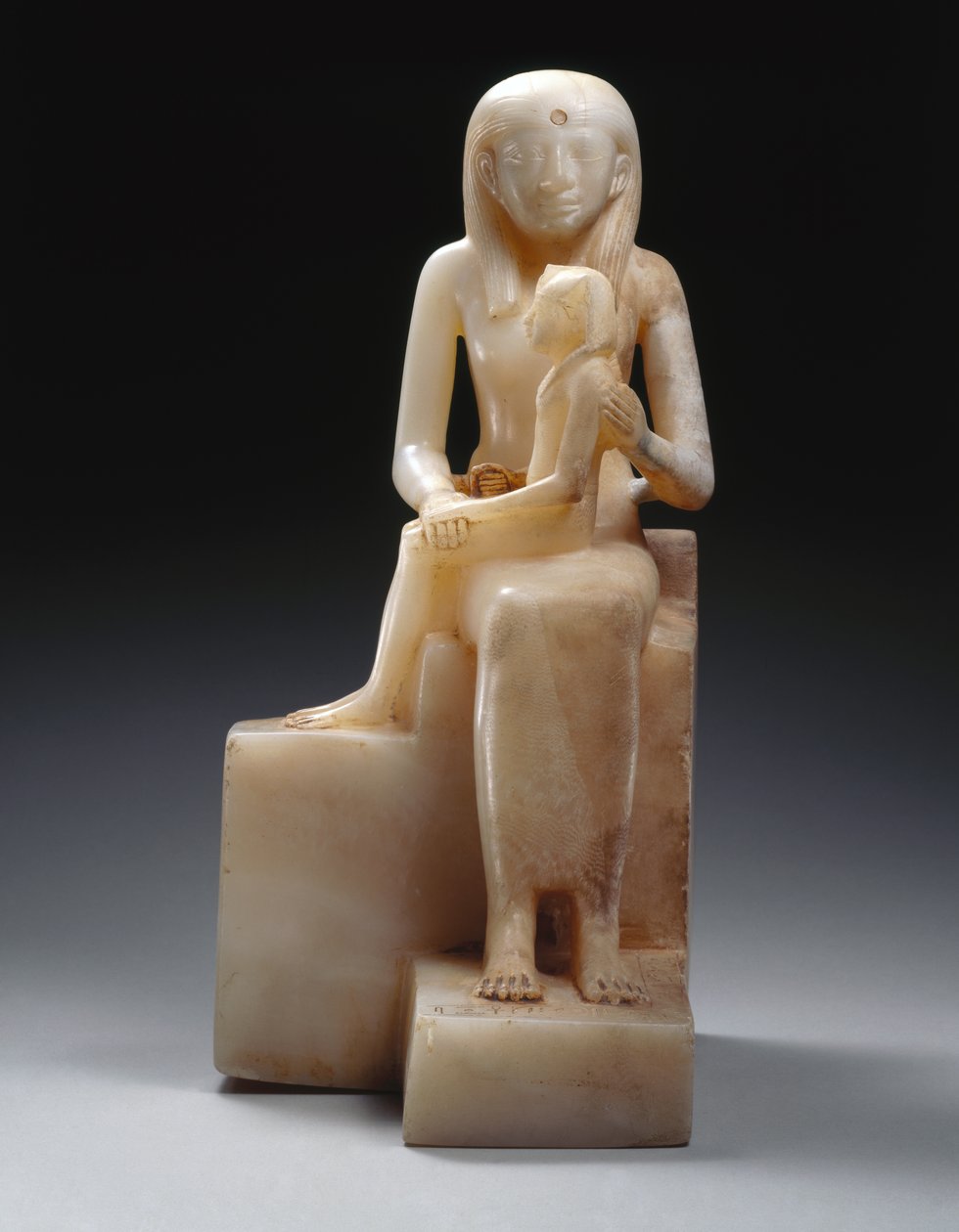 Pepy II og hans mor dronning Meryreankhnes, muligens fra Saqqara, Old Kingdom (kalsitt) av Egyptian 6th Dynasty Egyptian 6th Dynasty