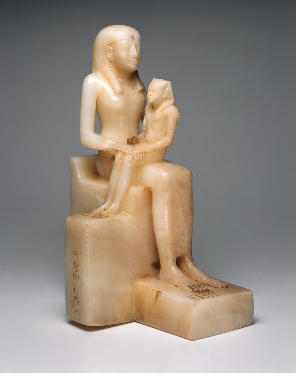 Pepy II og hans mor dronning Meryreankhnes, muligens fra Saqqara, Old Kingdom (kalsitt) av Egyptian 6th Dynasty Egyptian 6th Dynasty